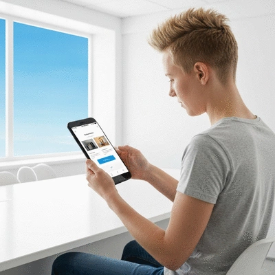 Person using a smartphone to browse a mobile-friendly website, showing a clear and responsive design