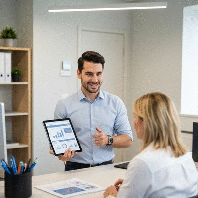 Webmaster local discutant avec un client à Carpentras