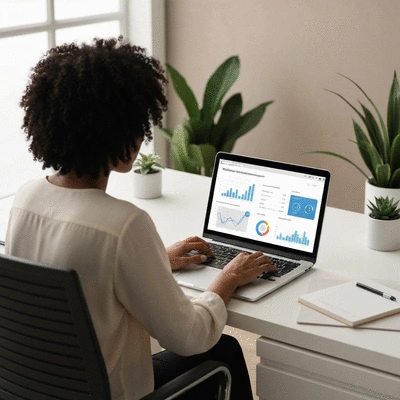Person using a laptop with website maintenance tools on screen, illustrating proactive management