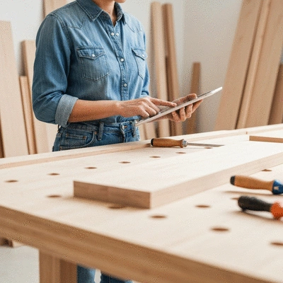 Artisan using a tablet to manage online orders