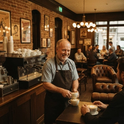 Person using a laptop to search for local businesses, with a map of Carpentras on the screen.