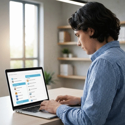 Person using a laptop to optimize a website for search engines