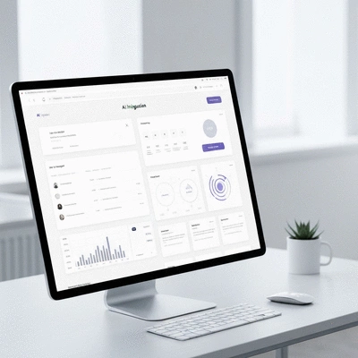 Modern website interface showcasing AI integration and minimalist design