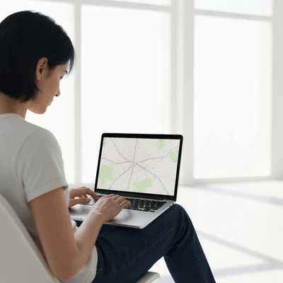 Personne utilisant un ordinateur portable pour le référencement naturel à Carpentras