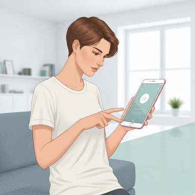 Person using a smartphone and tablet, illustrating responsive design, clean, modern, no text, no words, no typography